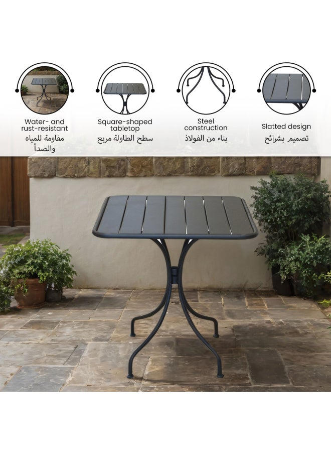 LIVING ACCENTS Durable Outdoor Steel Slatted Square Table Brown 71 x 70 x 70 cm GH-T134R-70S - Image 3